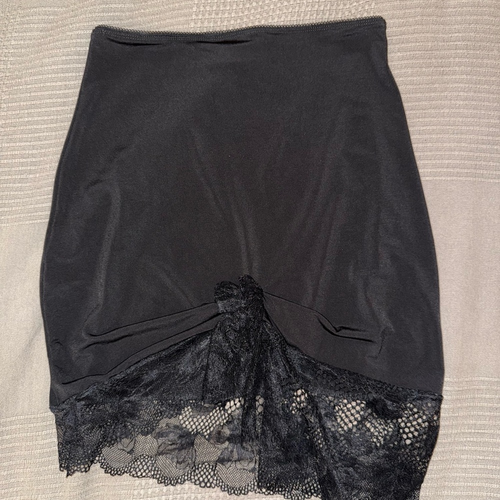 Vintage Elegant Black Lace Trim Skirt